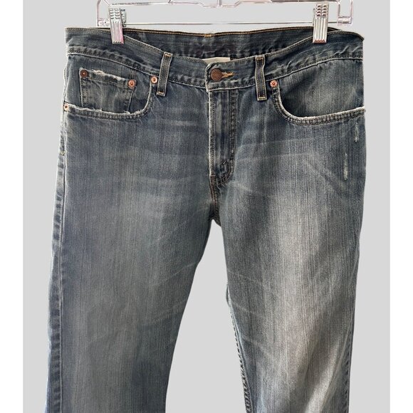 Levis 33Wx30L Distressed Low Boot Cut 527 Mens Jeans Light Wash Denim - Picture 1 of 10
